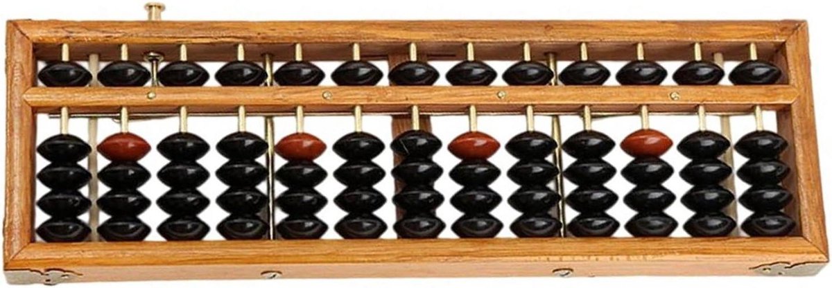 Wiskunde Telraam - Rekenhulp Kinderen - Leren Rekenen - 13 Rijen Ontwerp - 27x8.6x2cm - Houtkleur
