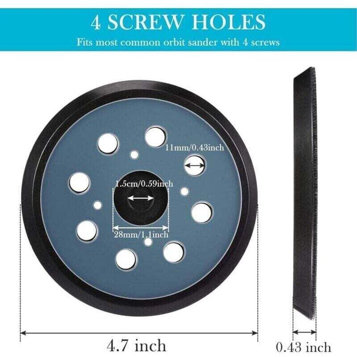 Vervangende schuurpad van 125 mm, XU, schuurpad met 8 gaten en klittenbandbevestiging (blauw) -