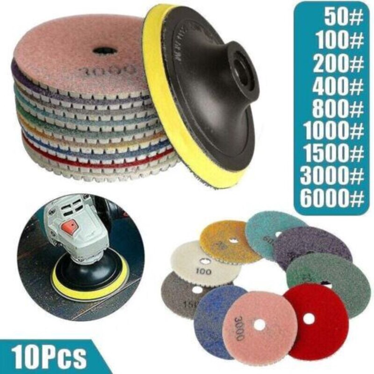 Diamantpolijstpads zijn geschikt voor zowel nat als droog gebruik op graniet, marmer, beton en steen.
