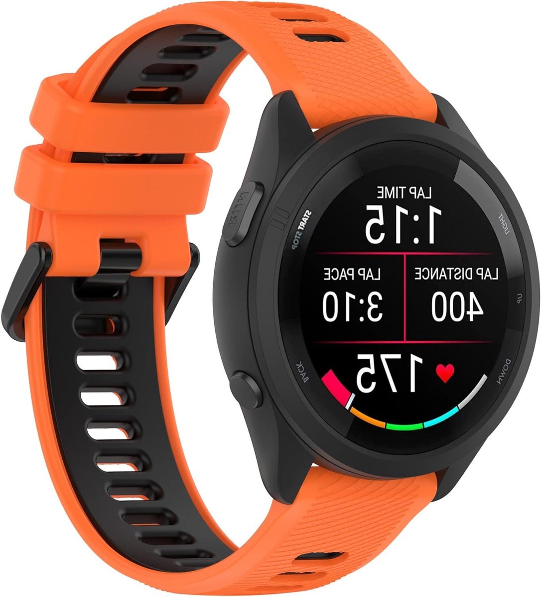 20mm Silicone Sport Armband voor Garmin Horloges - Geschikt voor Vivoactive, Venu en Forerunner - Oranje Zwart, Duurzaam en Comfortabel