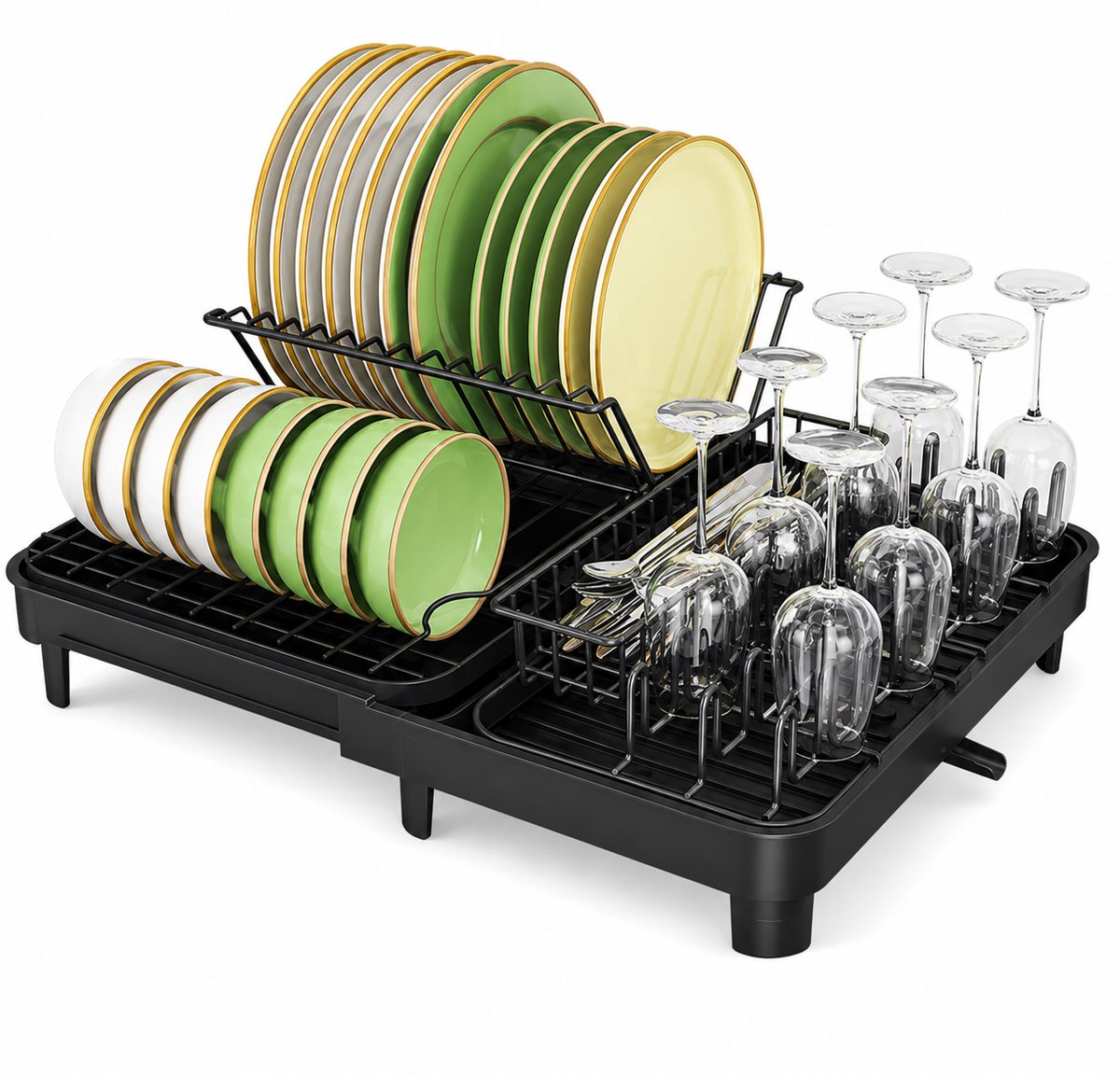 Innovastore Keukenafwasrek - Afdruiprek - Droogrek voor Afwas - Afwasrek - Rek - Keuken & Camping - Roestvrijstaal - Zwart