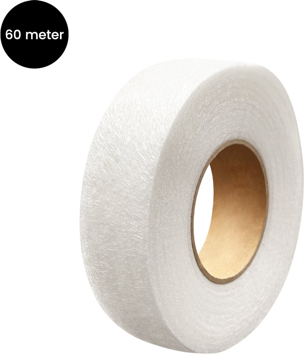 Purepeak Strijkband 60 meter - Vlieseline - 3 cm Breedte - Opstrijkbaar - Zoomband - Gordijnband - Kantenband - Zwart