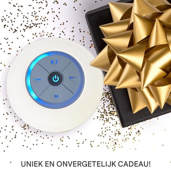 TOVBMUP Waterdichte Bluetooth-doucheluidspreker - Draadloze draagbare audio - Ingebouwde bedieningsknoppen - Luidspreker - Sterke zuignap - Geschikt voor badkamer, zwembad, auto, strand, binnen- en buitengebruik - Wit van TOVBMUP — afbeelding 3