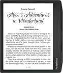 PocketBook Era Lite e-reader die 'Alice's Adventures in Wonderland' toont.