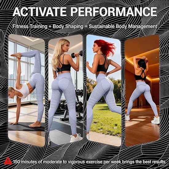 Anti-cellulitis-leggings - sportlegging voor dames - lange compressielegging billen push-up hoge taille ondoorzichtig - yoga pilates sportbroek - 1 stuk-Sportbroek - Lichtpaars- L — afbeelding 4