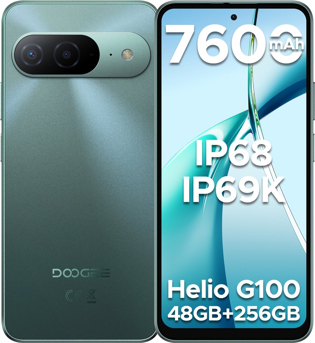 DOOGEE B10 4G - Robuuste smartphone - Robuuste telefoon - 48GB RAM + 256GB ROM (2TB/TF) - 6,63 inch FHD 120Hz - 7600mAh/33W - IP68/IP69K - Helio G100 - Android 16 - NFC - Vingerafdruk - Gezichtsherkenning