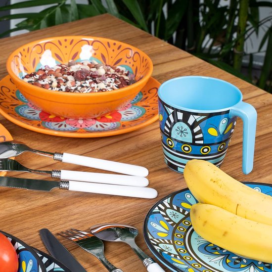 Melamine Mokken Set - Buiten Servies - Kamperen en Picknick - Mandala Design - 4 Stuks 350ml - Multicolor — afbeelding 3