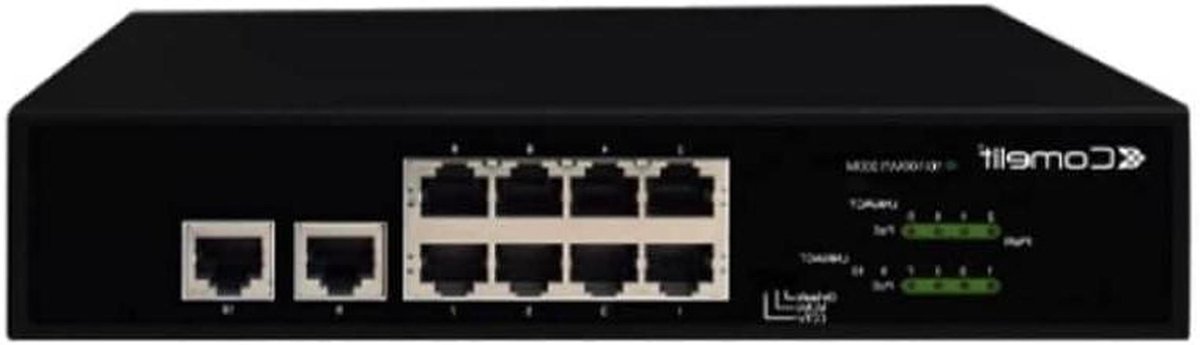 Netwerk Switch - PoE Switch - Netwerk Uitbreiding - 8 PoE poorten - 10 poorten - Zwart