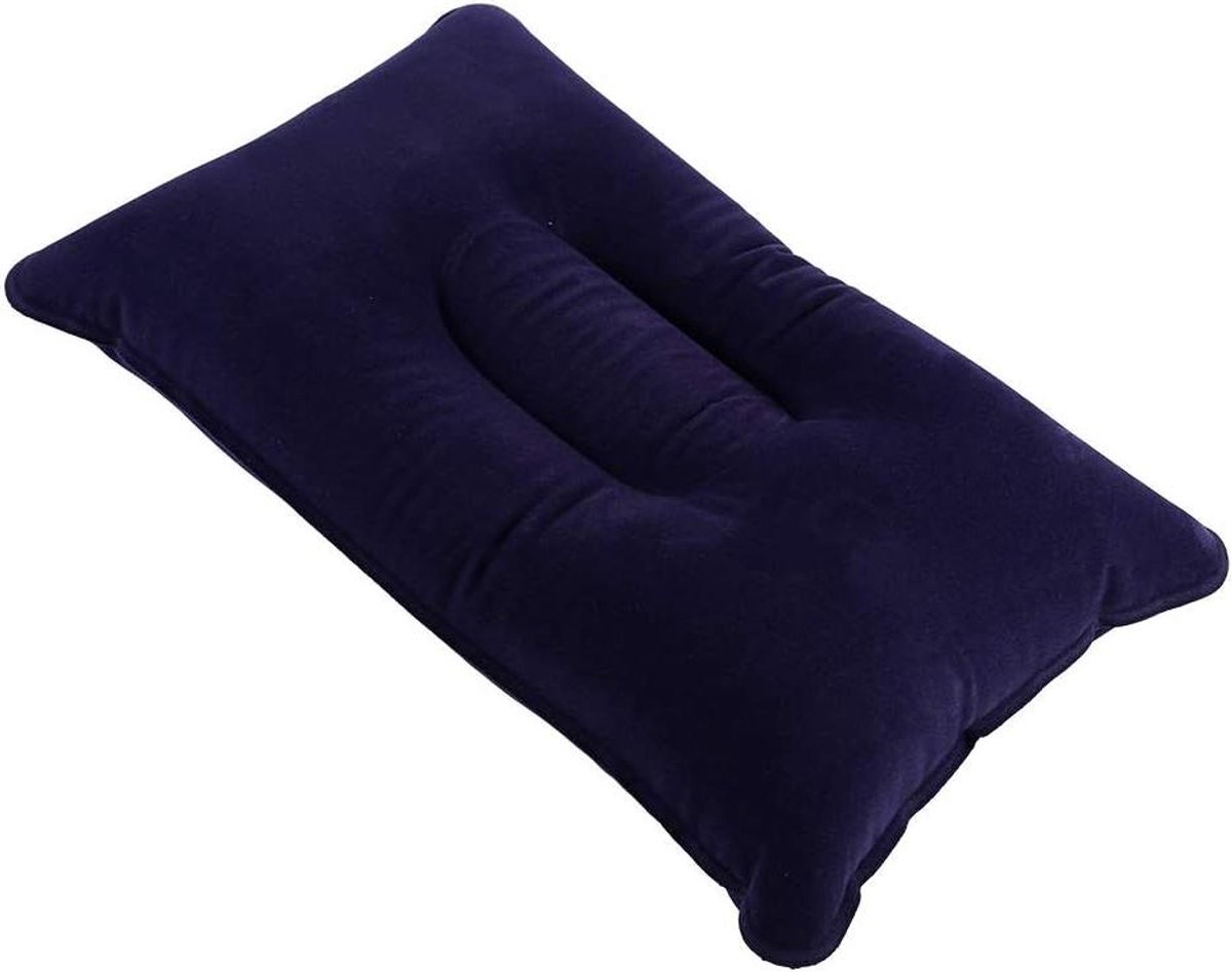 Opblaasbaar Kussen - Lucht Kussen - Buiten Reizen - Compact Draagbaar - 35 x 21.5 cm - Marineblauw