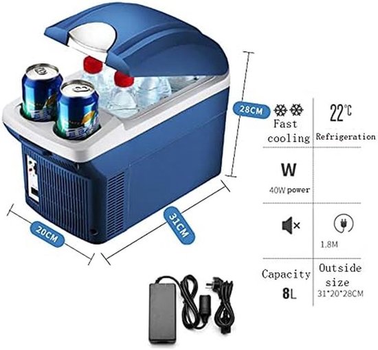 Thermo-elektrische koelbox - Verwarmende koelkast - Dranken koel houden - Dubbele bekerhouders - 8 liter - Zwart van Thermo期开奖 — afbeelding 2