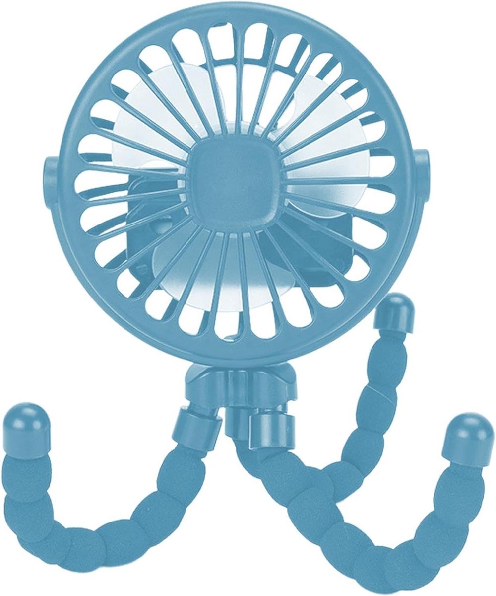 Draagbare Ventilator - Kinderwagen Fan - Koel Blijven - 360° Draaibare Kop - 148 Gram - Blauw