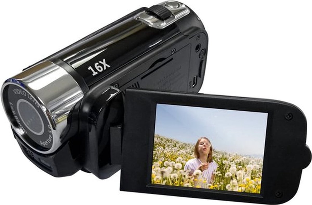 vlog camera - full 1080 HD beeld kwaliteit - 2.7 inch scherm met 16 x zoom - met zelfontspanner tot 10s