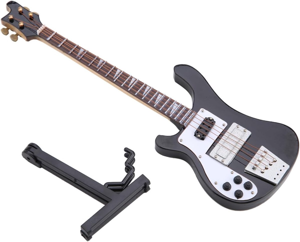 Miniatuur Gitaar - Instrument model - Decoratie Muziekruimte - Gedetailleerd Handwerk - 20 cm - Zwart