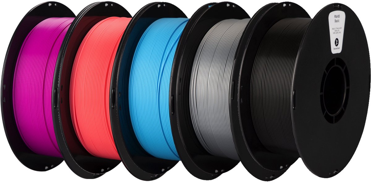 Kexcelled PLA Combideal 5 x 1kg = 5kg PAARS, ROZE, LICHTBLAUW, ZILVER & ZWART 3D Printer filament- ZOMERWEER SPECIAL!