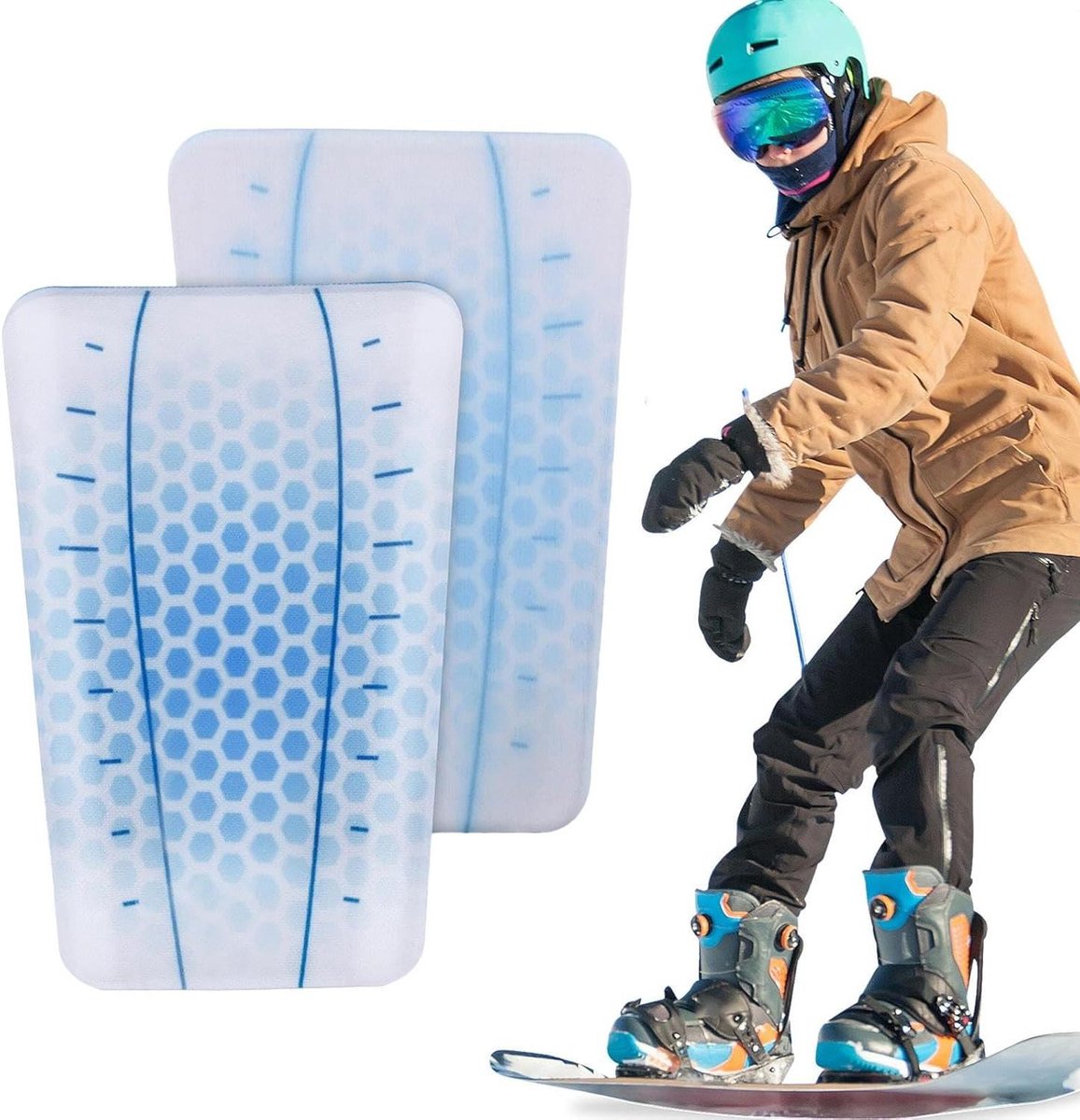 Ski Scheenbeschermers - Snowboard Beschermers - Wintersport Bescherming - Verbeterde Schokabsorptie - 18 x 15 x 2 cm - Blauwe stip