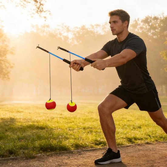 Schouder Swing Bal - Arm Trainer - Spierontspanning - Tangle-Free Dubbele Stangen - 371 Centimeter - Blauw — afbeelding 4