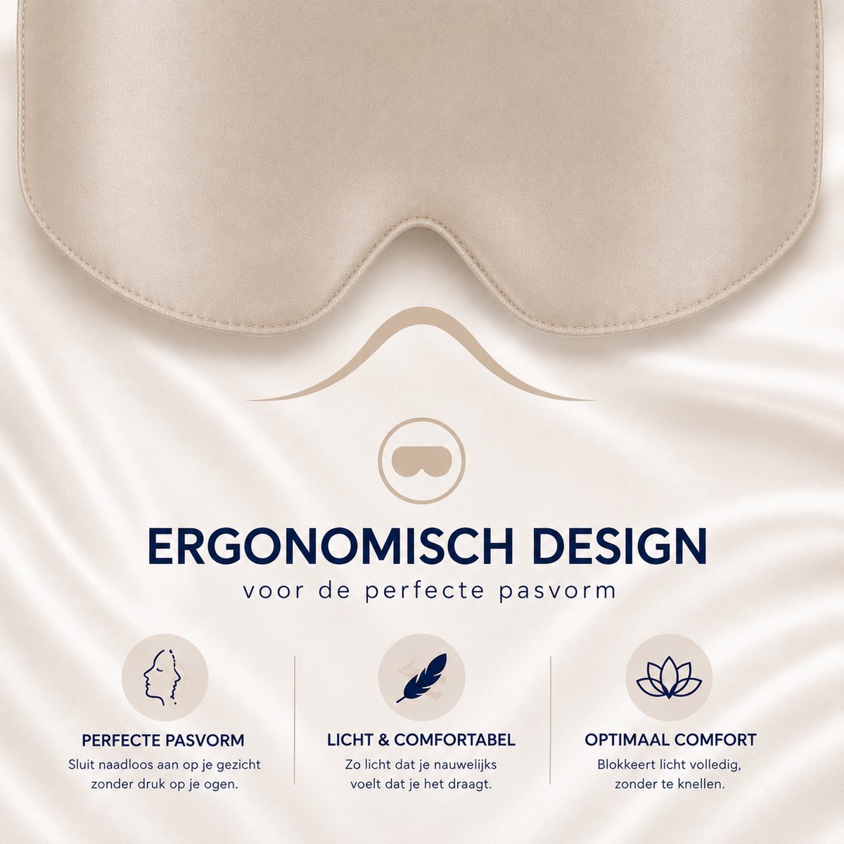 MySleepFit - Premium Zijden Slaapmasker - Silk Sleep Mask - 100% Verduisterend Oogmasker - Beige - Champagne - 22 momme 6A Grade Moerbei Zijde - Mulberry Silk — afbeelding 7