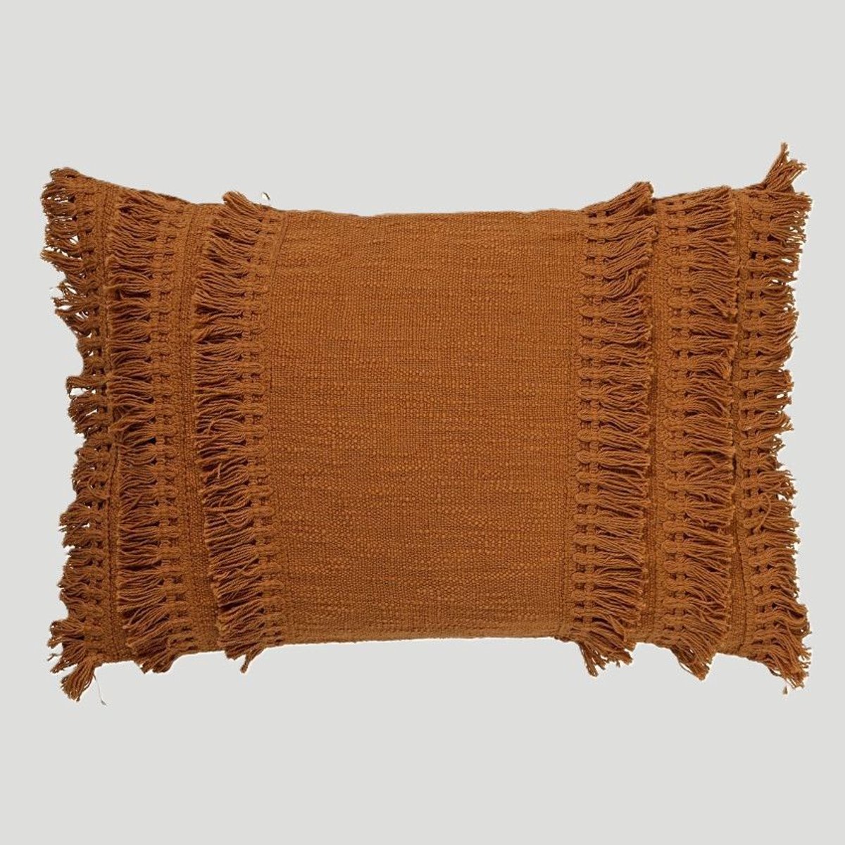 Dutch Decor Sierkussen Fara Brown met binnenkussen 60 x 40 cm/Sierkussen Fara Brown met franjes