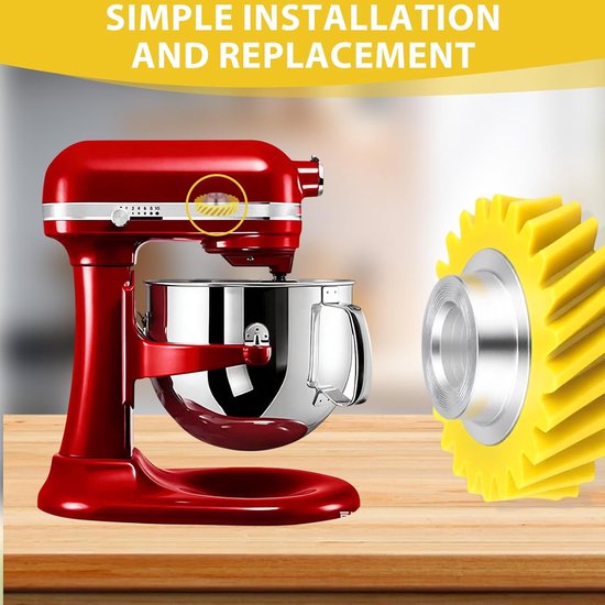 Vervangende Mixer Versnelling - Wormwiel Onderdeel - Keukenmachine Reparatie - Eenvoudige Installatie - Standaard Maat - Geel — afbeelding 4