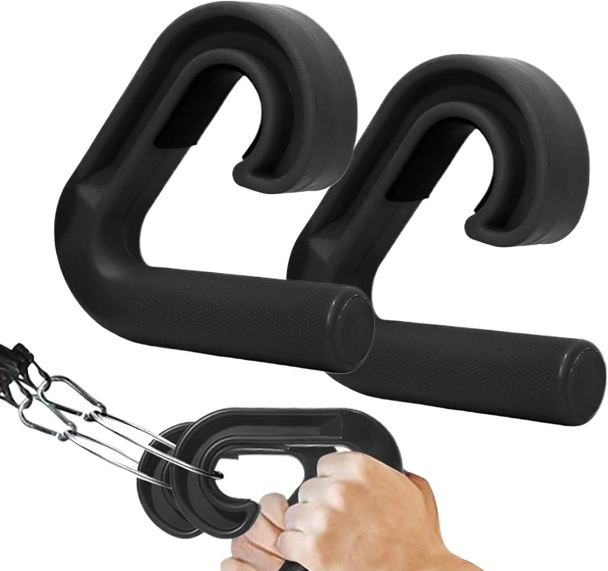 Optrekgrepen - Fitness Handgrepen - Kracht Training - Antislip Oppervlak - 15 x 15 x 6 cm - Zwart