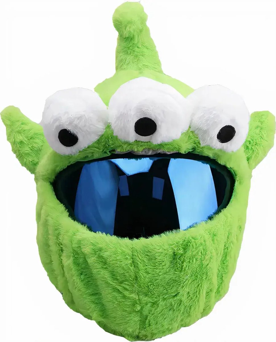 Helmhoes – Drie Oog Alien – Pluche Motorhelm Decoratie – Helm Mascotte – Universeel Motorhelm Accessoire