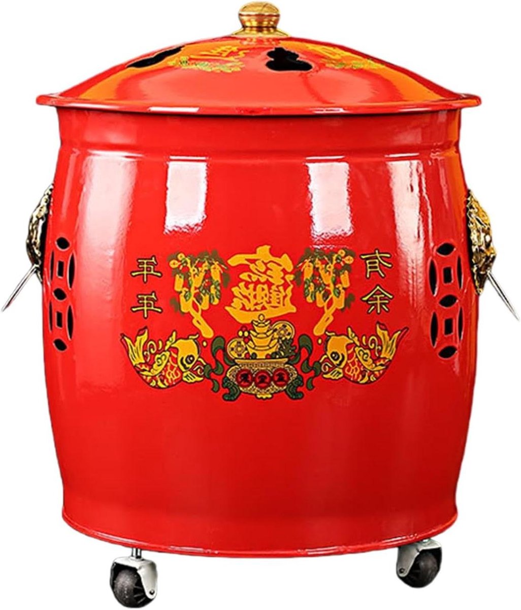 Vuurkorf - Vuurton Afvalbak - Tuinafval Verbranden - Roestvrijstalen Constructie - 30cm - Rood