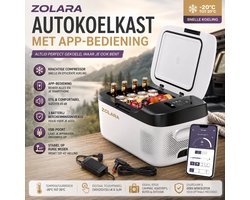 Zolara Draagbare Koelbox - Koelen en bevriezen - Snelle werking - Met USB - Bluetooth - App-bediening - 12V - Autokoelkast - Mobiele elektrische koeltas - Outdoor - Compressor - Camping - Auto - Camper - App-bediening - Zomer - Hitte - Glamping