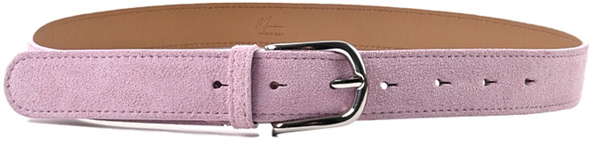 Giuliano Lederen suede riem - Suede - Made in Italy - Zilver - Pink