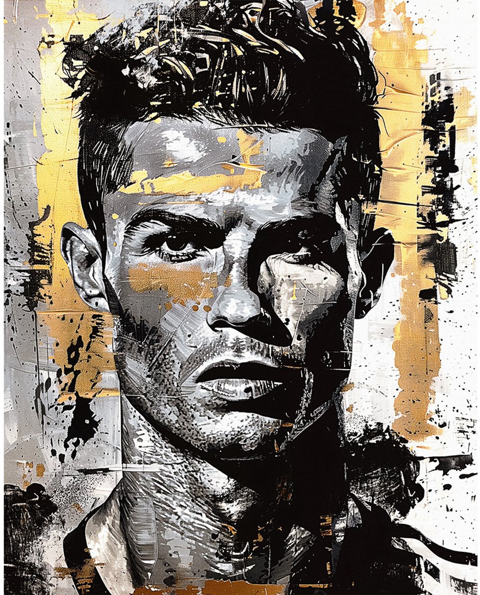 Kleurmedia Cristiano Ronaldo Poster - 43 x 61 cm - Paint collection - Bekende Voetballer - Geschikt om in te lijsten - Voetbal posters Goud