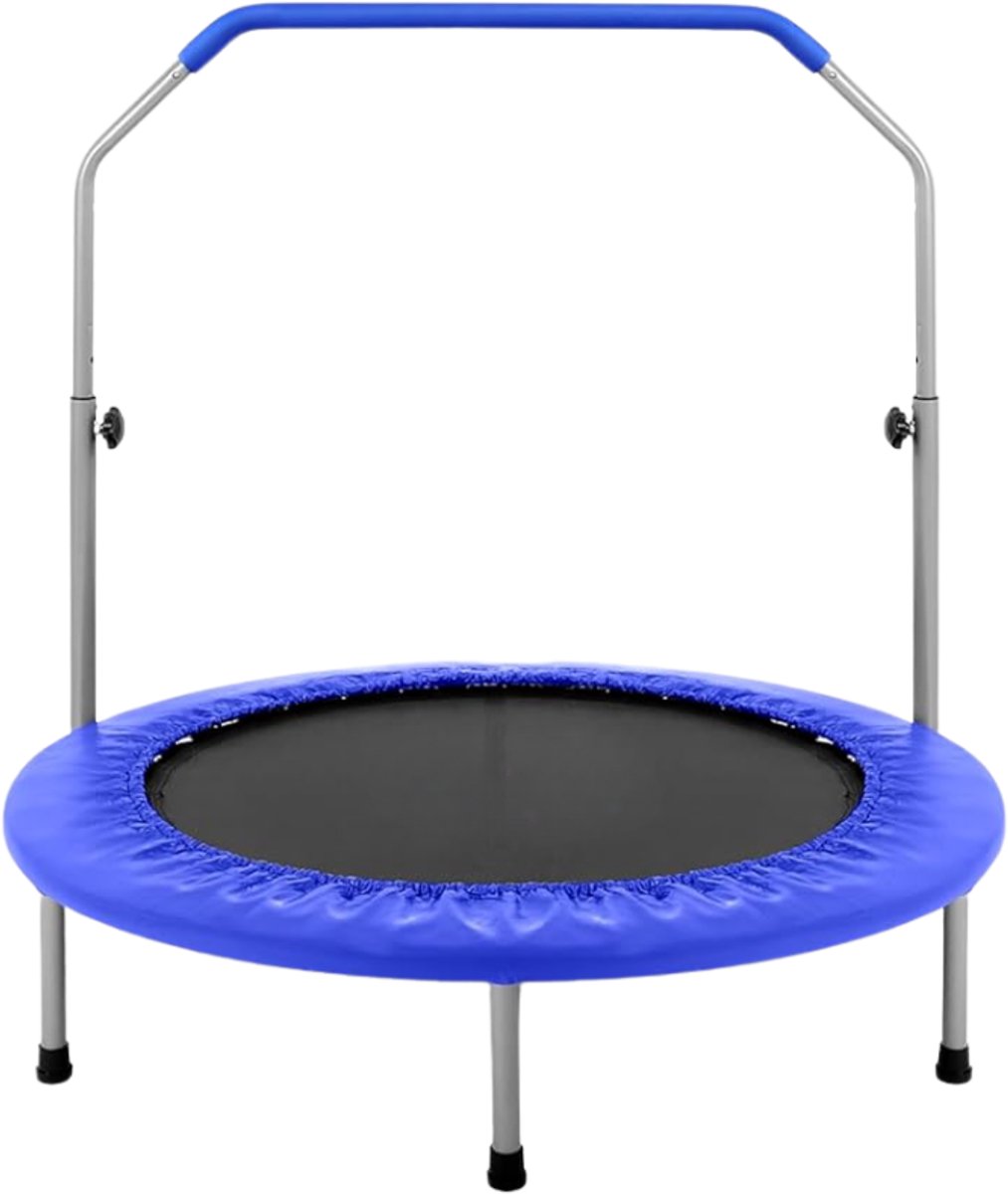 Verte Fitness Trampoline - Opvouwbare Mini Trampoline – Compact Fitness Trampoline voor Kinderen & Volwassenen - Trainings-Rebounder met Schuimhandgreep - Indoor/Tuin Workout Apparatuur - Max. Draagvermogen 68/100 kg - Diepblauw