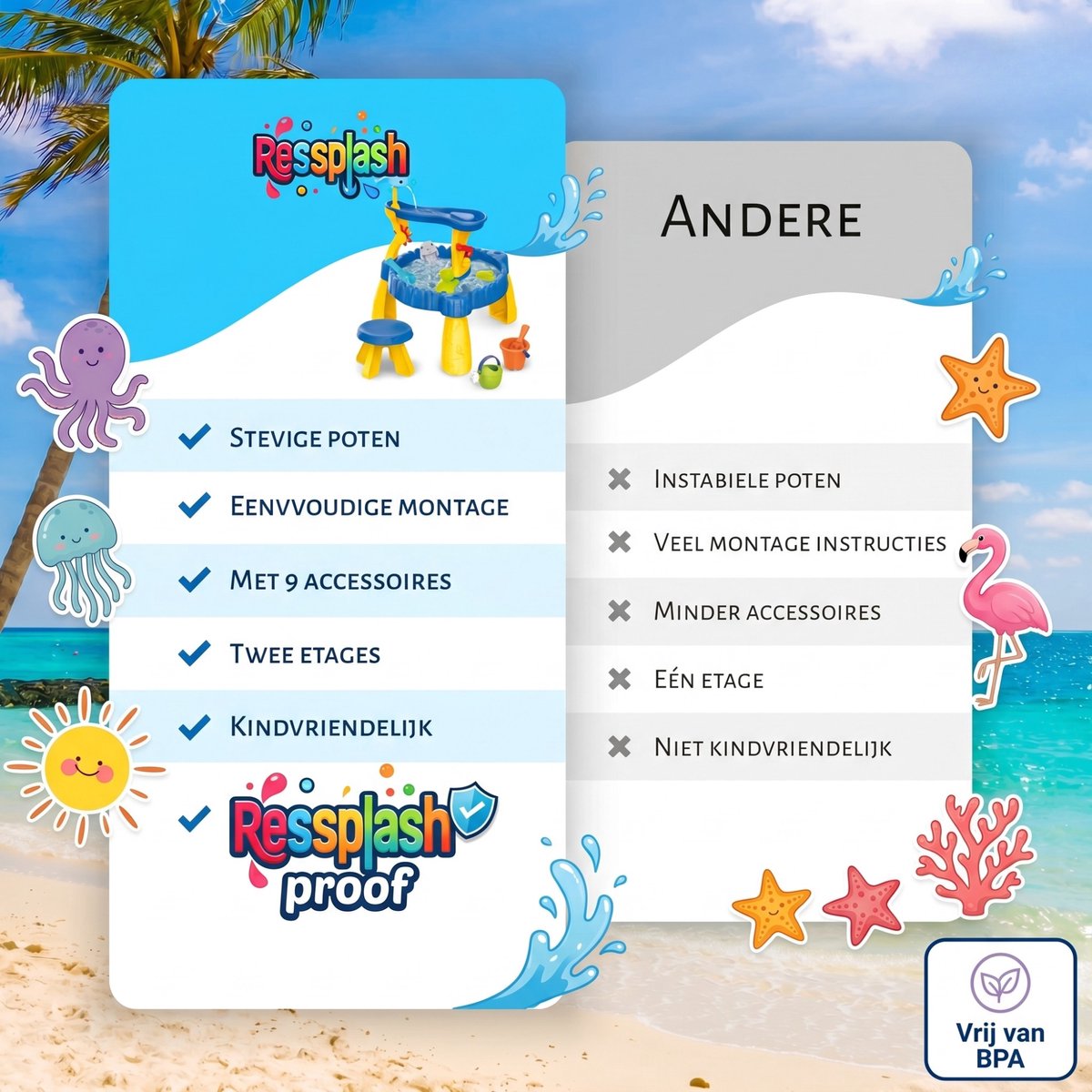 Ressplash® Watertafel - Zandtafel - Speeltafel voor kinderen - Inclusief speelaccessoires - Tuin/buiten — afbeelding 3