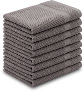 DoubleDry Popcorn Weave Serviettes de toilette 30x50 cm - Lot de 8 - 100% Coton 450 g/m2 - OEKO-TEX Made in Green - Gris