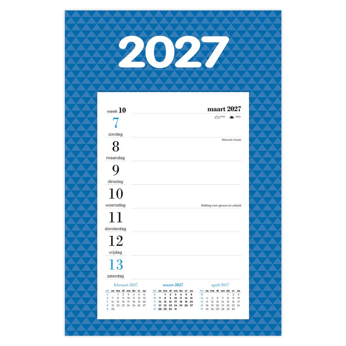Weeknotitiekalender 2027 op schild