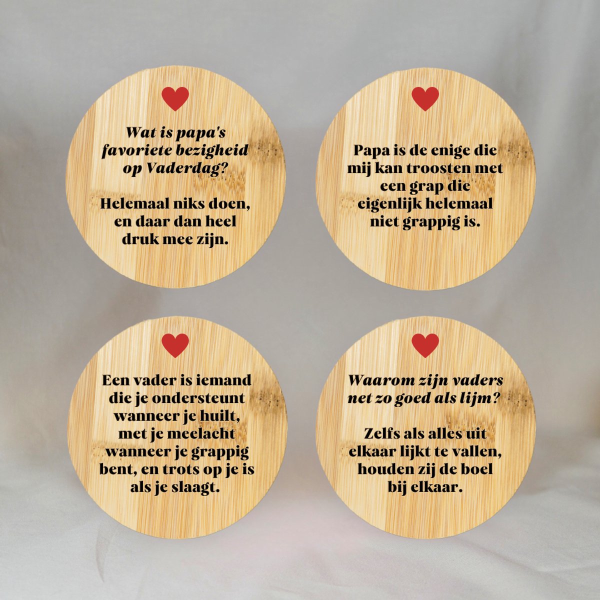 Papa Cadeau – Houten Onderzetters Set van 4 – Vaderdag Cadeau met Tekst – Vaderdag Geschenk – Vader Cadeautjes – Cadeau voor Papa