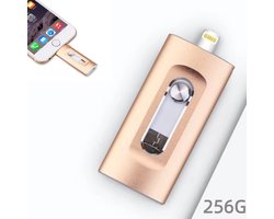 256 GB Snelle USB Flash Drive - Usb Stick - Apple/Android/PC 3-in-1 - Geschikt voor iPhone - Perfecte Opslag voor Foto's, Video's, en Bestanden - Externe Gegevens opslag - Plug-and-Play - Draagbare USB Stick - Hoge snelheid - cadeau voor mannen(goud)
