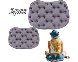 2 stuks - Draagbaar, opblaasbaar zitkussen - Zacht kussen voor langdurig zitten tijdens reizen - Draagbaar, verdikt zitkussen - Opblaasbaar kussen -36*28 cm - Comfortabel voor gebruik op kantoor, in de auto en op reis - Grijs