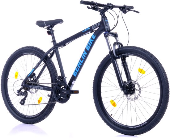 Berlin Bike MTB - Mountainbike 27,5 inch - 21 versnellingen Shimano - Framemaat: 51 cm - Zwart/Blauw — afbeelding 2