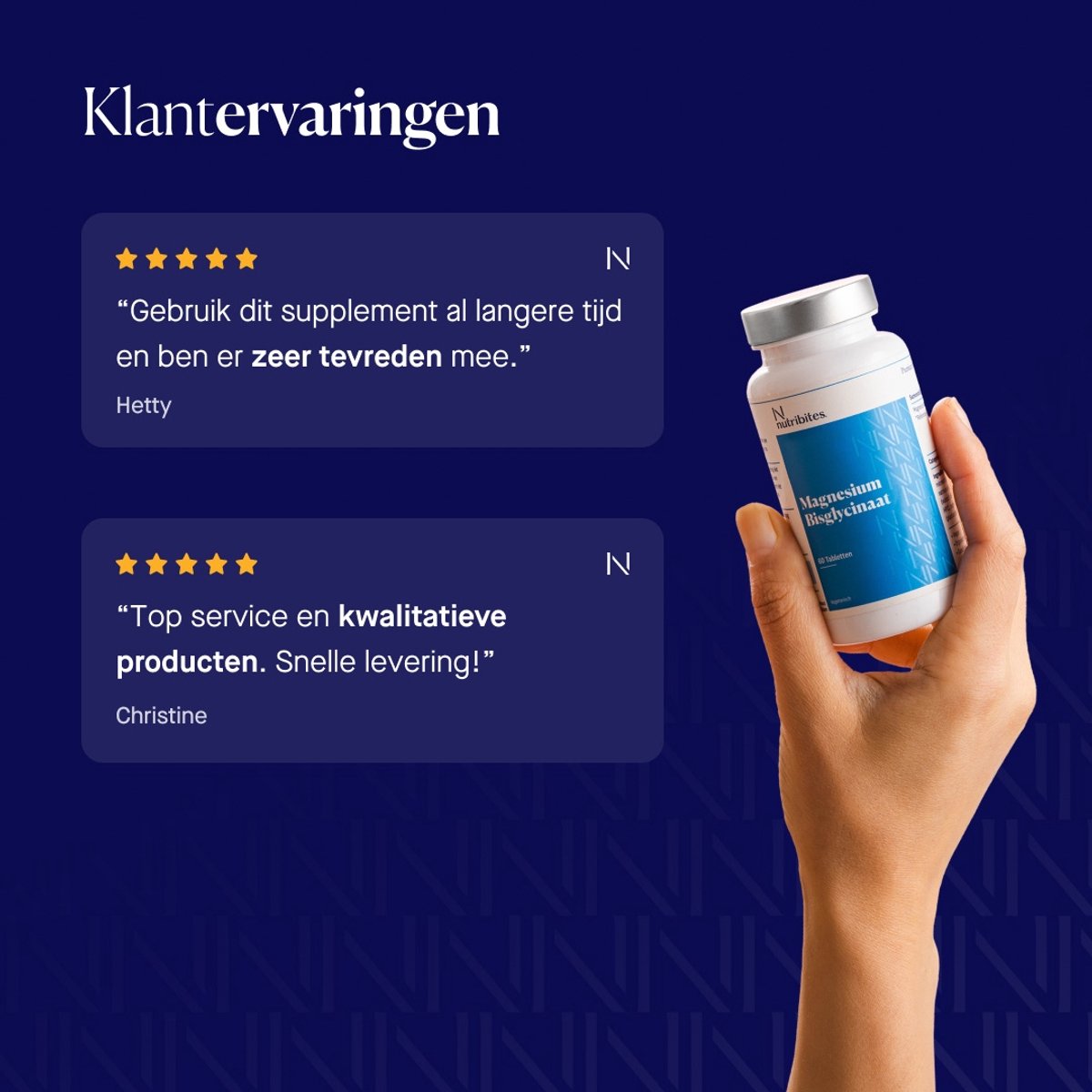 Nutribites Magnesium Bisglycinaat - Ondersteunt de weerstand - Goed voor spieren en botten - Met vitamine D3 - 60 Vegetarische tabletten — afbeelding 5