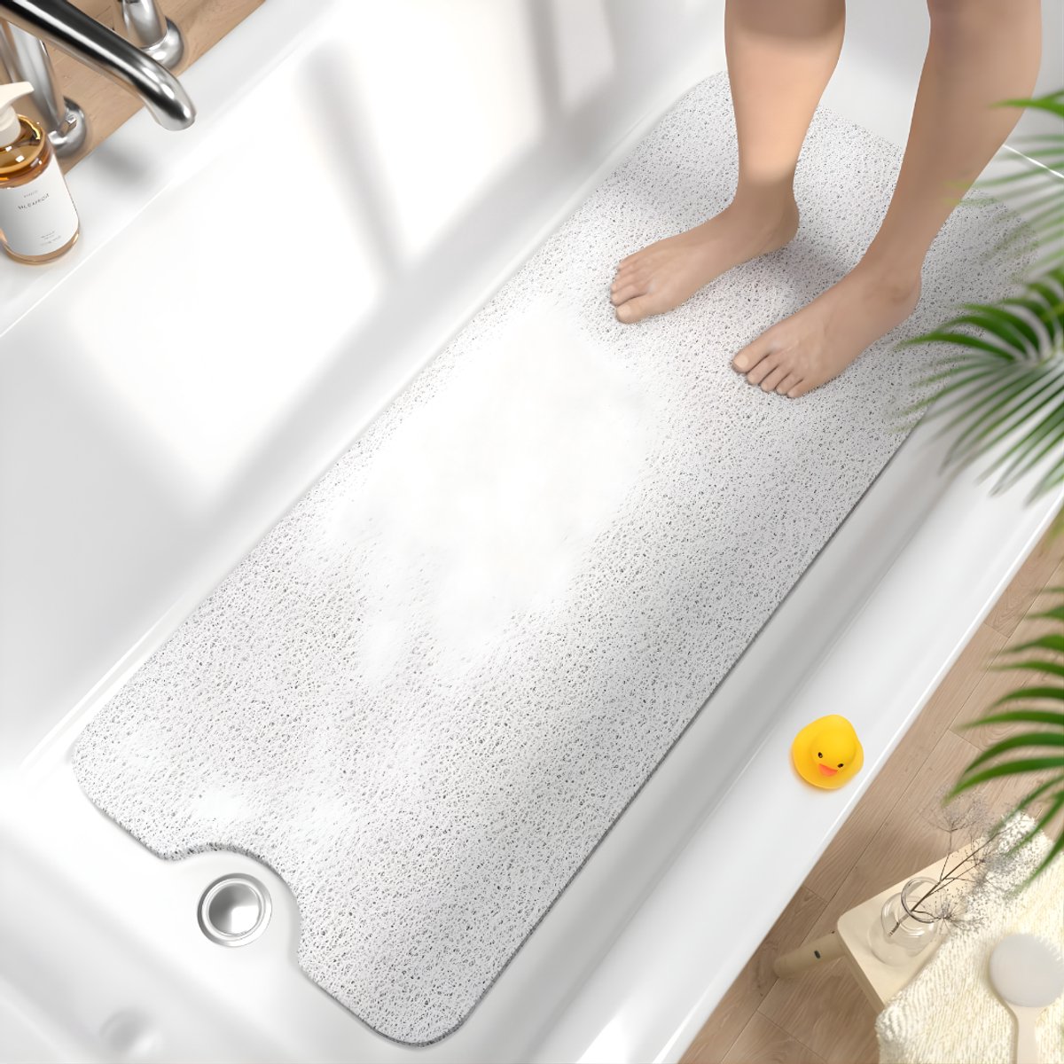 AHD® Douchemat Antislip Voor Douche - Douchemat - Antislipmat Douche - Wit - 100cm x 40cm x 1cm