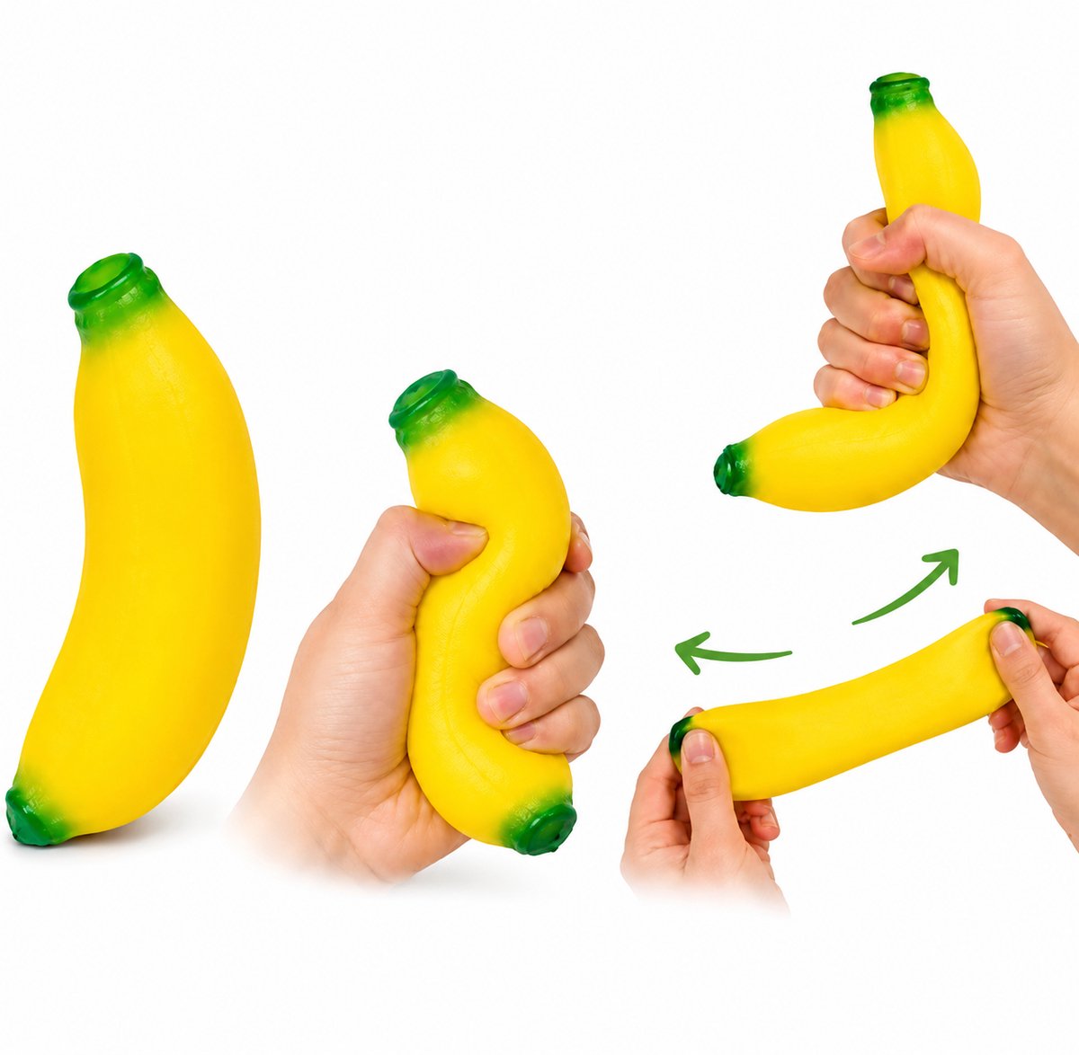 Squishy Banaan – Stressbal Antistress Speelgoed – Zacht Knijp Speeltje – Geel – Voor Kinderen & Volwassenen