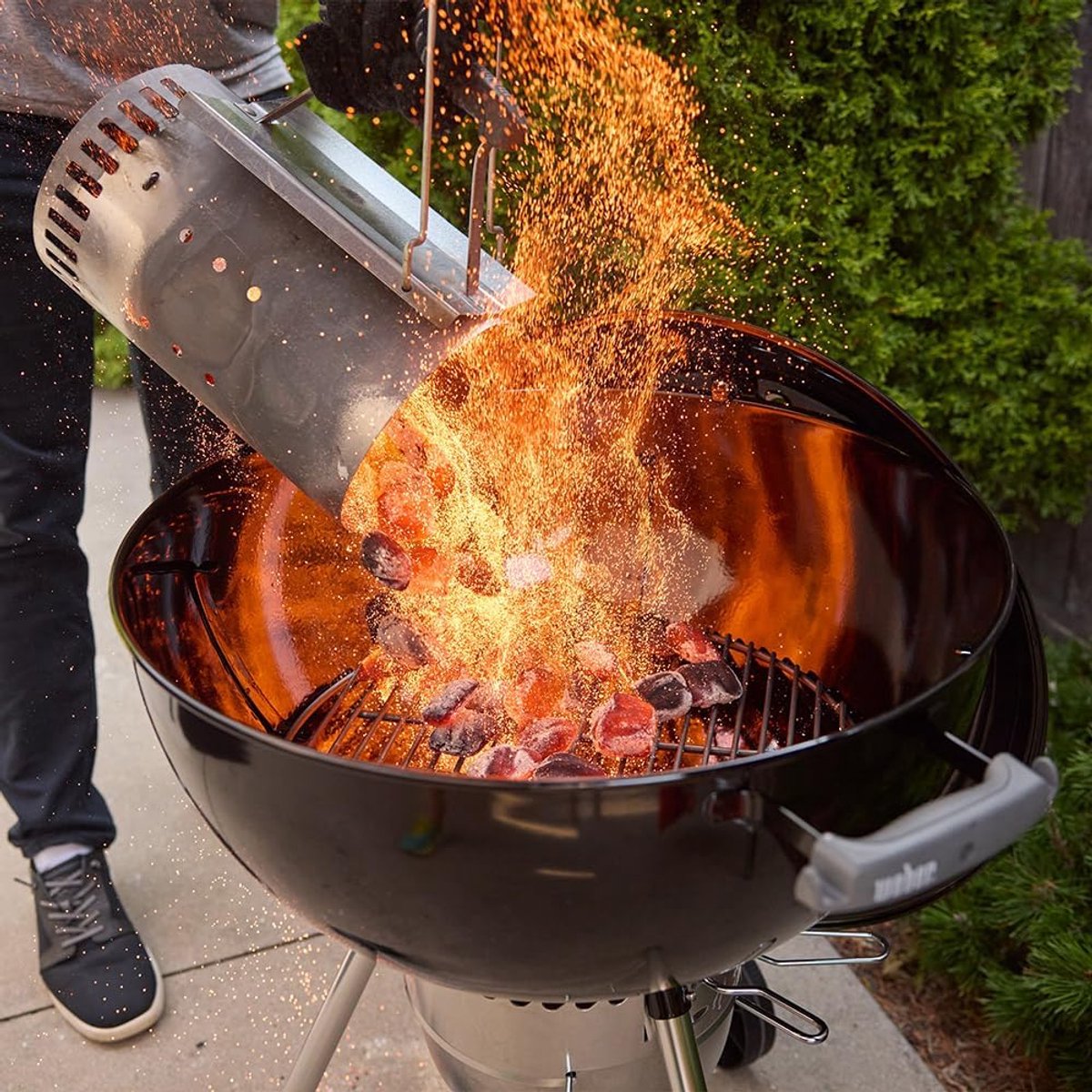 Premium Kettle Houtskool Barbecue Grill 57 cm met Dekselthermometer, One-Touch Reinigingss