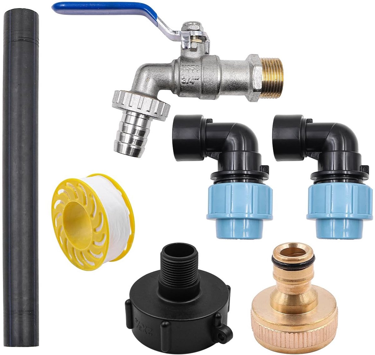 OmGoods - Dailygoody Zwanenhals 3/4 Inch - Messing Outlet Tap - Duurzaam en roestbestendig - Geschikt voor 1000L Container - Perfect voor regenwaterta...