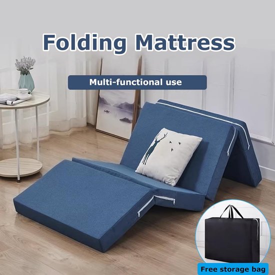 Vouwmatras - Gast matras - Logeren thuis - Afneembare hoes - 200x100cm - Zwart — afbeelding 3