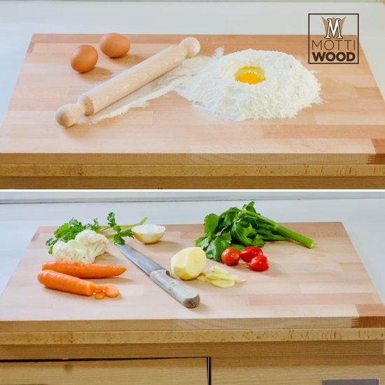 Pastamaker Plank - Deegroller Inclusief - Verse Pasta Maken - Massief Beukenhout - 50x30cm - Natuurlijk van Pastamaker — afbeelding 5