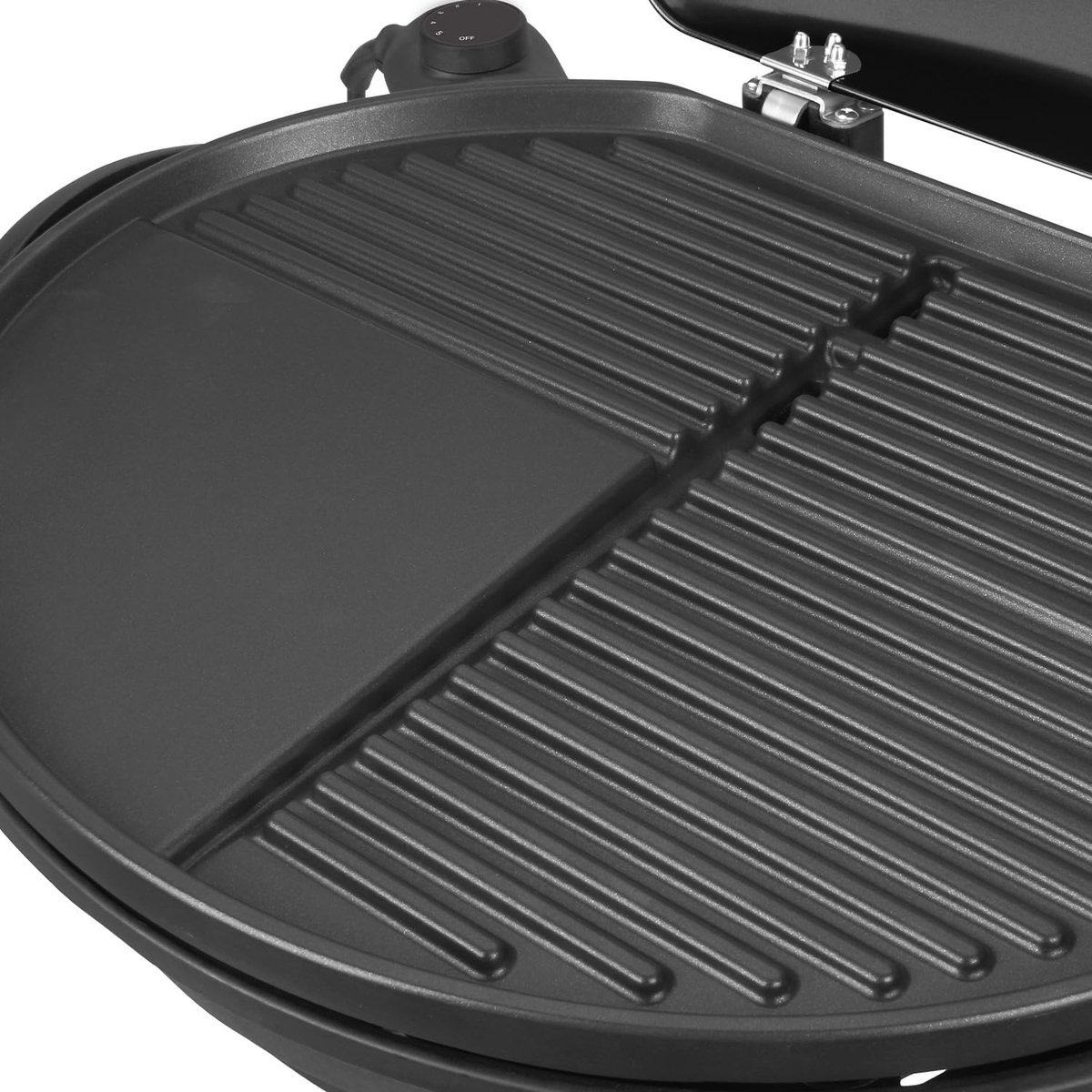 BBQ Surface 2-in-1 Elektrische Barbecue Grill en Grillplaat Staand Model met 5 Warmtestanden, 2000W, Compact Ontwerp 43 x 95 x 123 cm