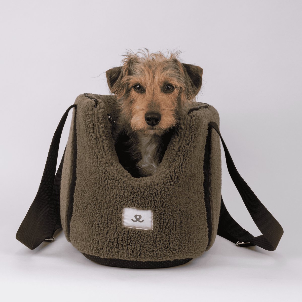 Teddy draagtas olive - Hondentas - Draagzak hond - Fluffy tas - Teddy bag - Reistas hond - Hondenmand - Teddy shopper - Trimmi