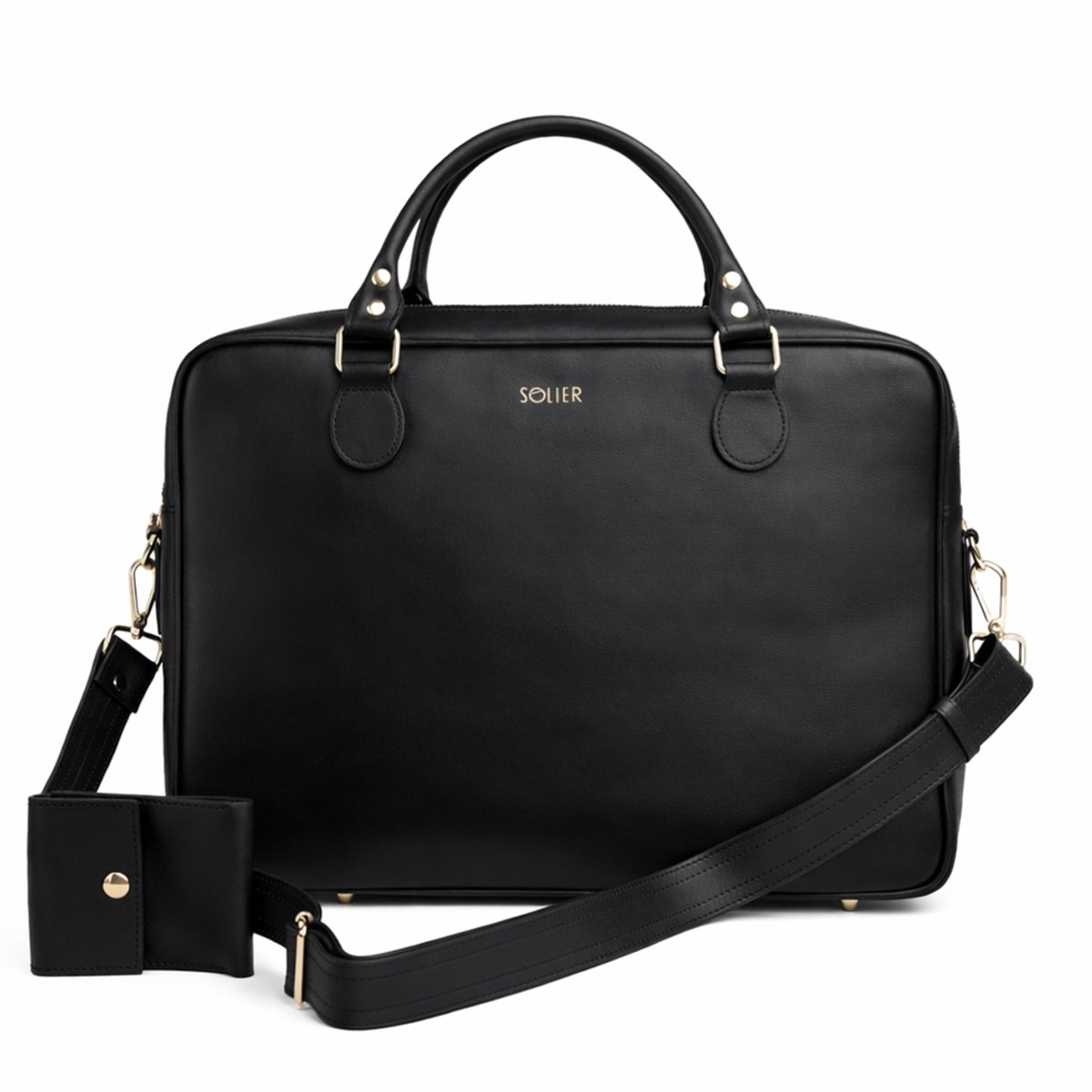 Leren dames laptoptas Solier 59x39x37 cm elegante zakelijke tas van echt leer