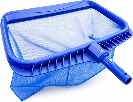 Blauw zwembad schepnet met fijnmazige zak en verstevigd handvat.