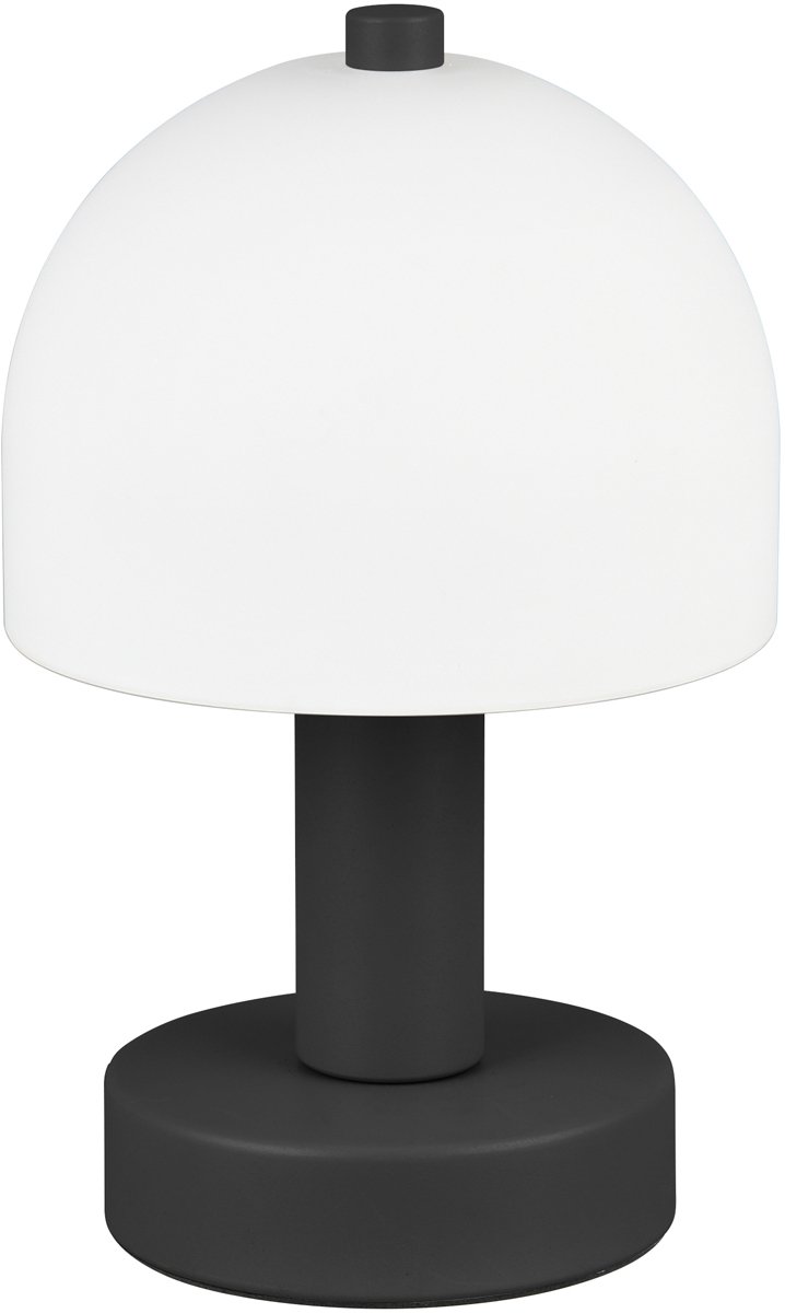 LED Tafellamp - Trio Lighting - E14 Fitting - 1 Lichtpunt - Snoerschakelaar - IP20 - Wit/Mat Zwart - Glas/Metaal
