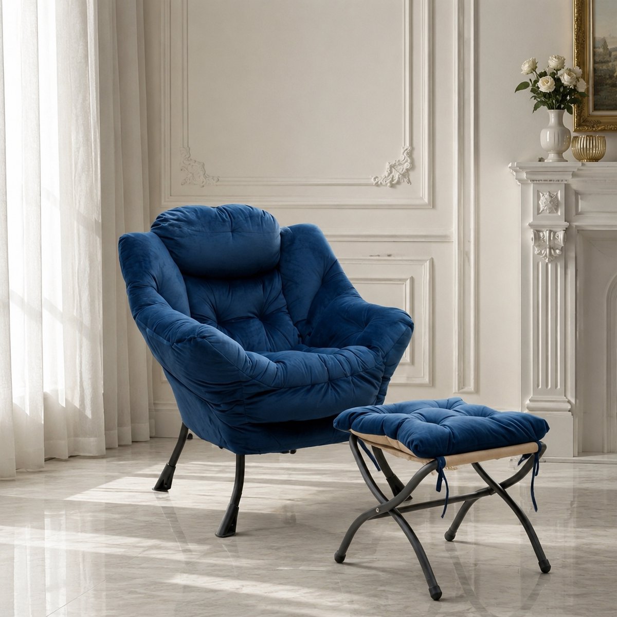 Ligstoel - Fauteuil & Poef Set - Ontspanningsstoel - Relaxstoel - Loungestoel - Comfortabe